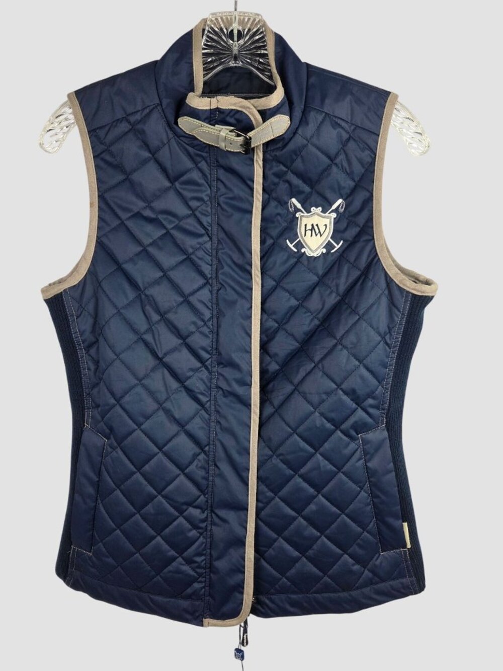 Horseware Ireland Amelia Quilted Navy Gray Gilet Vest S Equestrian Crest‎ Buckle